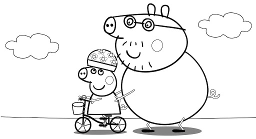 Online coloring book: Peppa is Learning to Ride a Bicycle coloring page